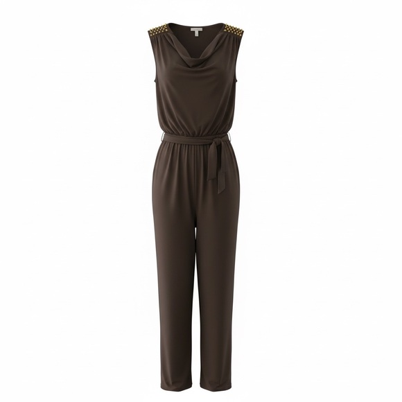 Michael Kors Pants - ⭐️NEW Michael Kors Dark Brown Jumpsuit with Gold Accents